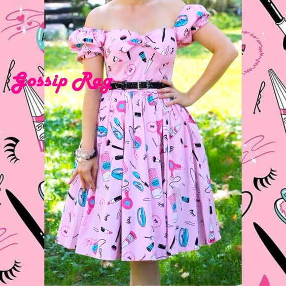 vixen micheline pitt makeup pin up pink swing dress size medium - Picture 2 of 7